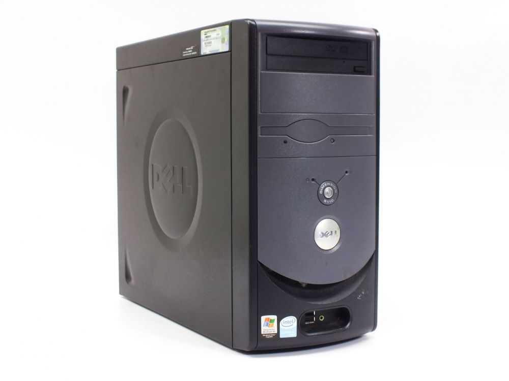 image of an old dell computer tower. It is mostly black and grey